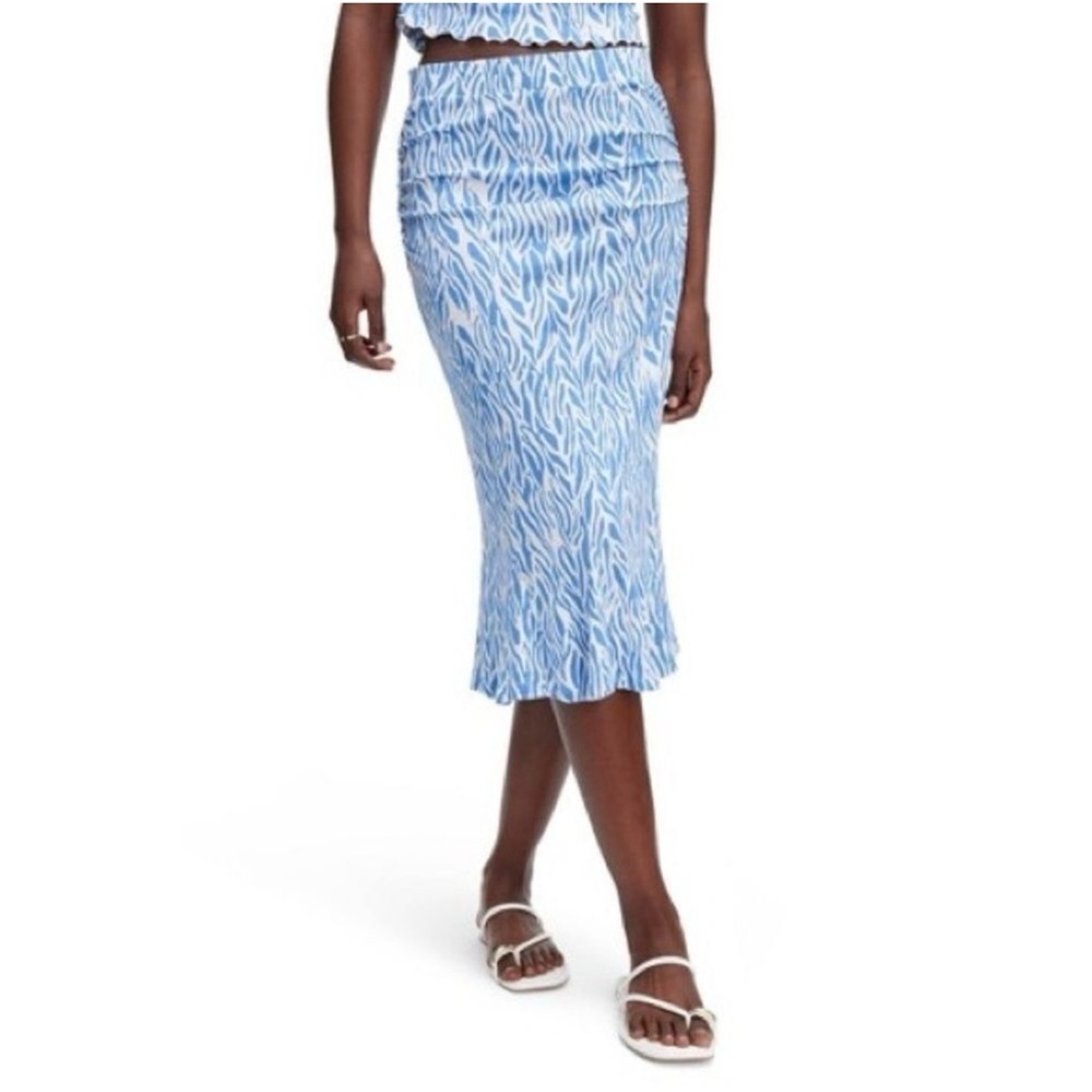 Diane Von Furstenberg for Target Blue & White Sea Twigs Print Skirt - Size XXL